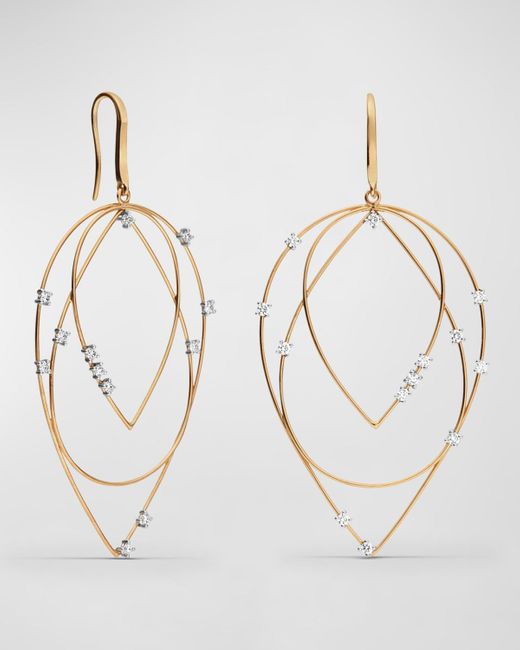 Lana Jewelry White 3-tier Drop Hoop Earrings With Diamonds