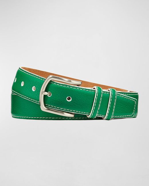 W. Kleinberg Green South Beach Pebbled Leather Belt for men
