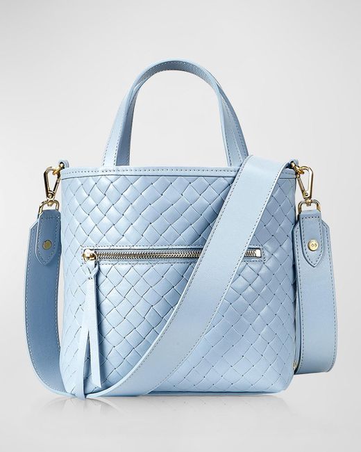 Gigi New York Blue Billie Woven Leather Crossbody Bag