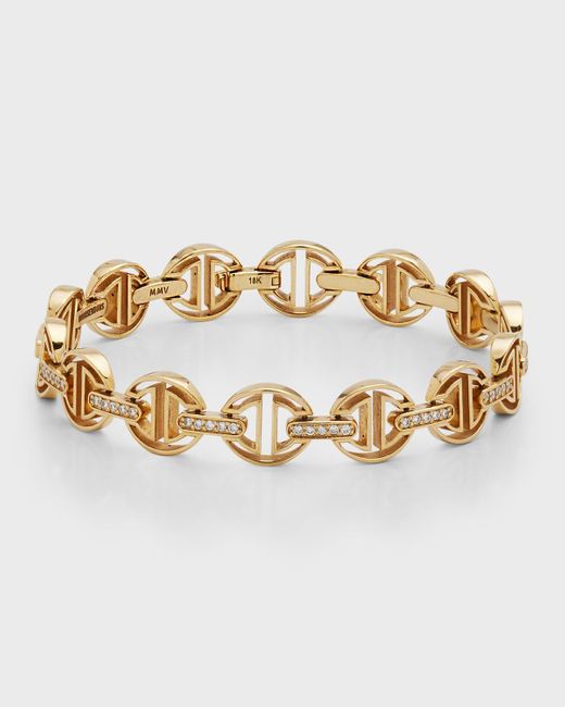 Hoorsenbuhs Metallic 18k Gold Small Link Bracelet With Diamond Bridges
