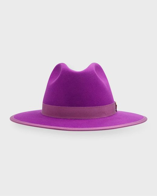 Keith James Purple Queen Red-brim Wool Fedora Hat for men
