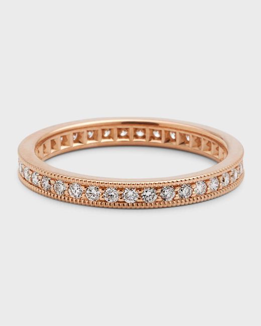 Neiman Marcus White Channel-set Diamond Eternity Band Ring In 18k Rose Gold, Size 7