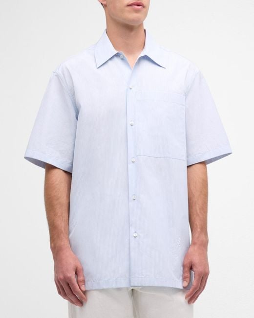 Jil Sander White Friday Am Cotton Stripe Short-Sleeve Shirt for men