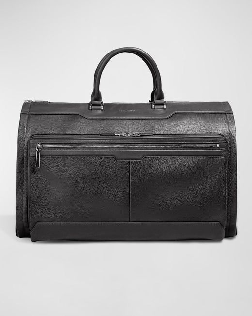 Hook + Albert Black Garment Weekender Leather Duffel Bag for men