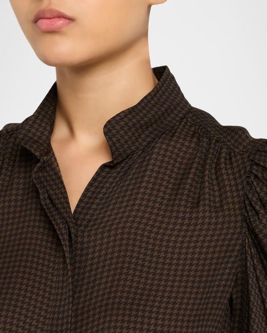 FRAME Brown The Houndstooth Blouse