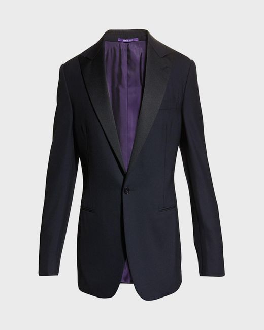 Ralph Lauren Purple Label Black Barathea Solid Wool Tuxedo for men