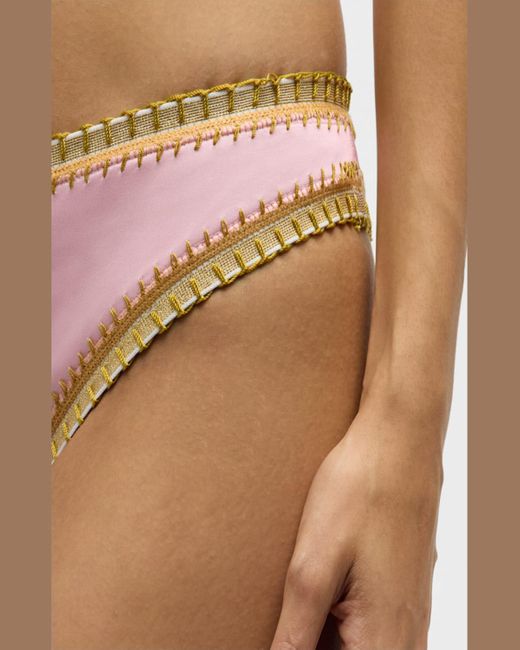 Platinum inspired by Solange Ferrarini Multicolor Crochet-Trim Bikini Bottoms