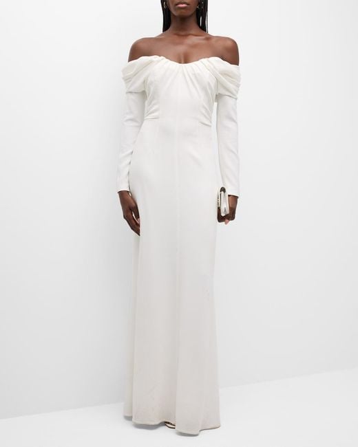 A.L.C. White Nora Draped Off-the-shoulder Gown