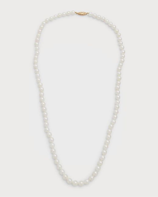 Belpearl White 18k Yellow Gold Akoya Pearl Necklace, 24"