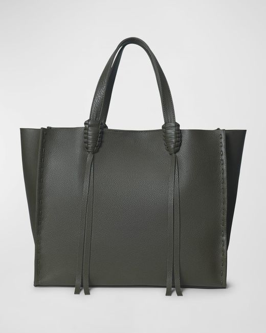 Callista Black Grained Leather Tote Bag