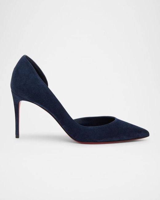 Christian Louboutin Women's Blue Iriza Suede Half-D'Orsay Sole Pumps