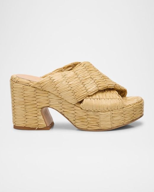 Odissi Natural Noa Raffia Criss-Cross Platform Sandals
