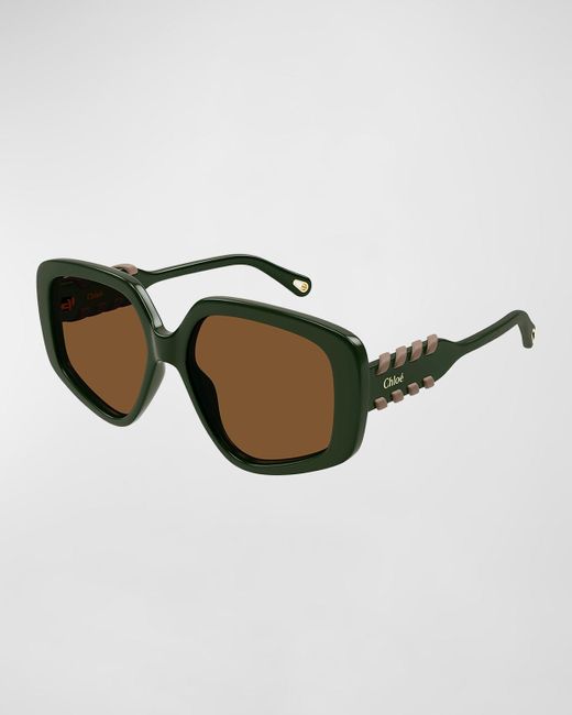 Chloé Multicolor Acetate Rectangle Sunglasses