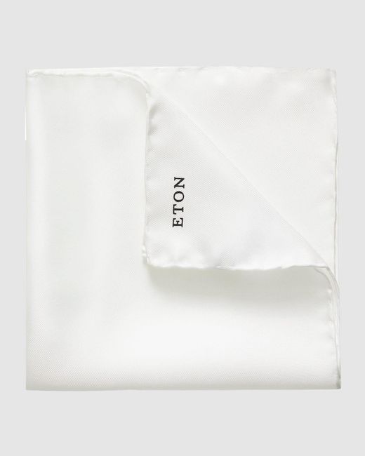 Eton of Sweden White Silk Pocket Square for men