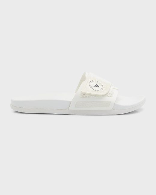 Adidas By Stella McCartney White Asmc Logo Slide Sandals