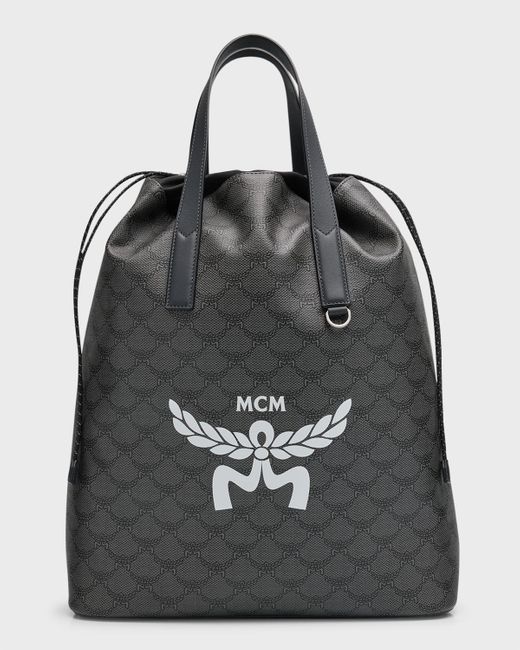 MCM Black Lauretos Himmel Drawstring Backpack for men
