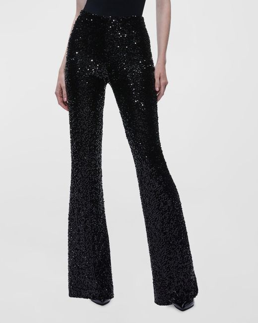 Alice + Olivia Lara Sequinembellished Bootcut Pants in Black Lyst