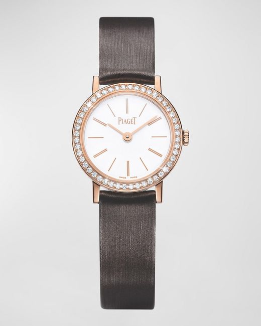 Piaget White Altiplano 24mm 18k Rose Gold Diamond Bezel Watch