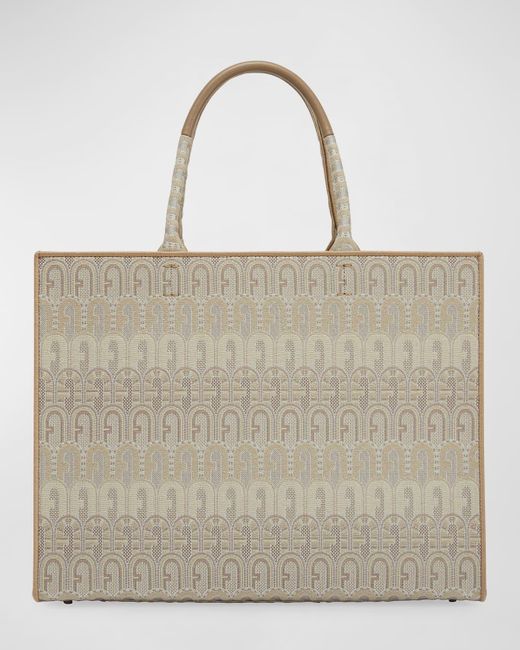 Furla Natural Opportunity Large Arch Logo Jacquard Tote Bag