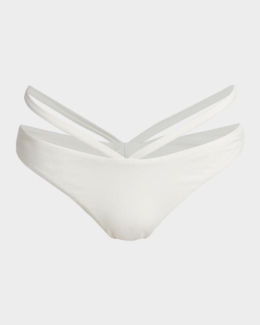 Jonathan Simkhai White Emmalynn Solid Strappy Bikini Bottoms
