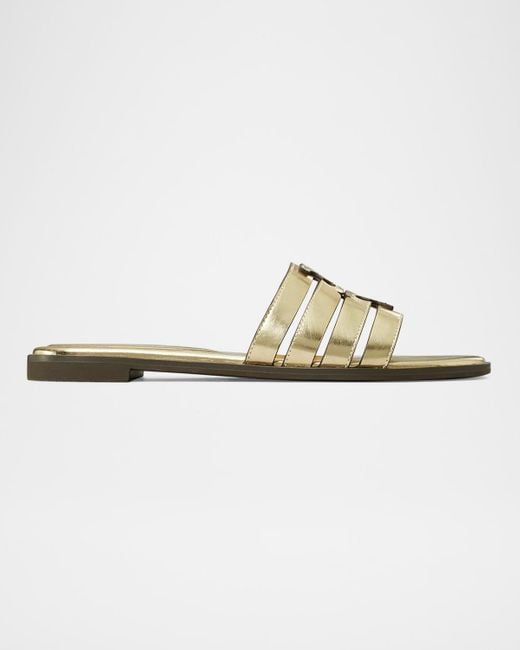 Tory Burch Women's White Ines Caged Metallic Flat Slide Sandals - Main Image