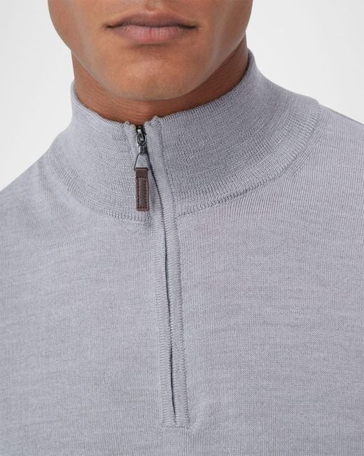 Bugatchi Gray Apos;S Wool Quarter-Zip Sweater for men