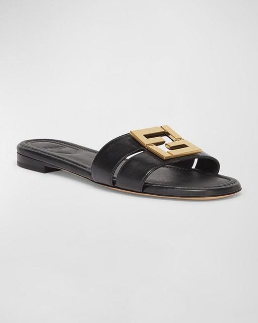 Fendi Multicolor Ffold Leather Flat Sandals