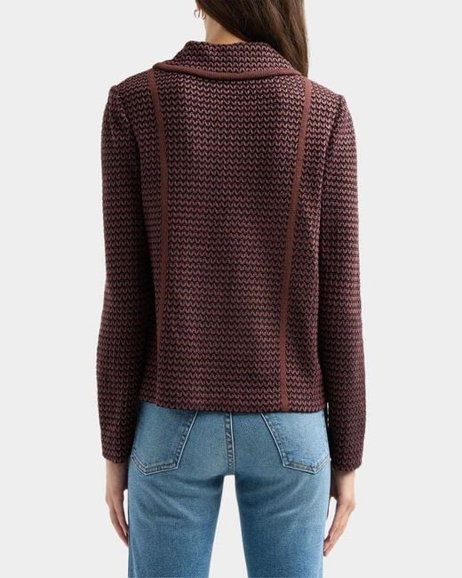 Misook Brown Graphic Textured Knit Jacket
