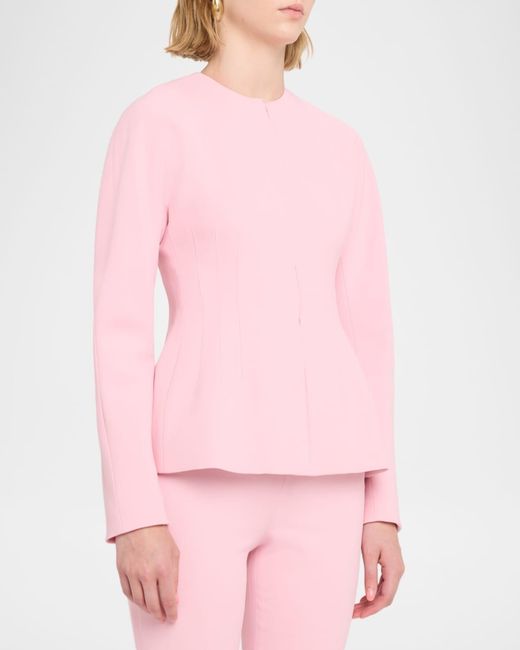 Alberta Ferretti Pink Collarless Peplum Jacket