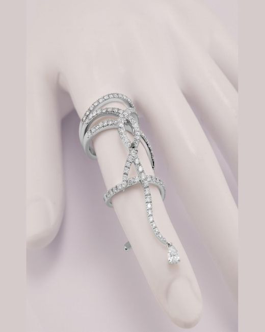 Staurino 18k White Gold Diamond Full-finger Ring, Size 7.25