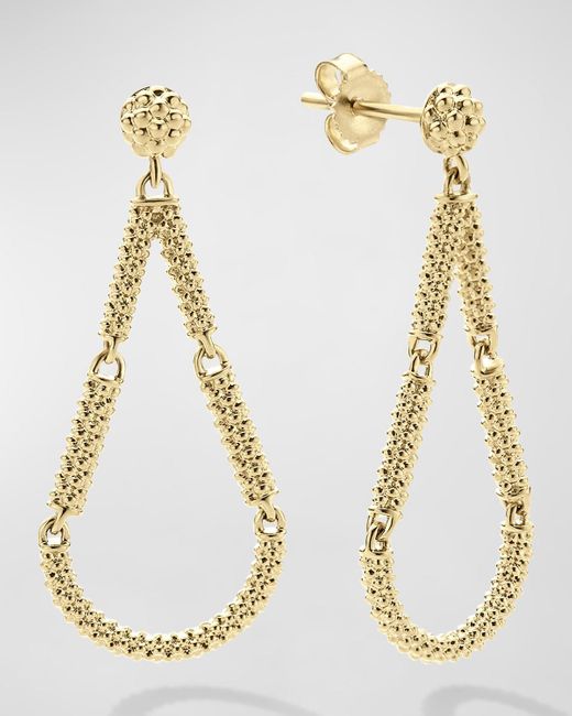 Lagos Metallic 18k Gold Superfine Caviar Beaded Teardrop Earrings