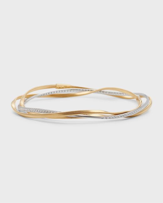 Marco Bicego Natural 18k Gold Bangle With Diamonds