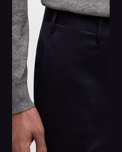 Corneliani Blue Flat-Front Wool Trousers for men