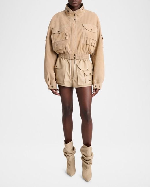 Balmain Natural Suede Multi-Pocket Utility Jacket