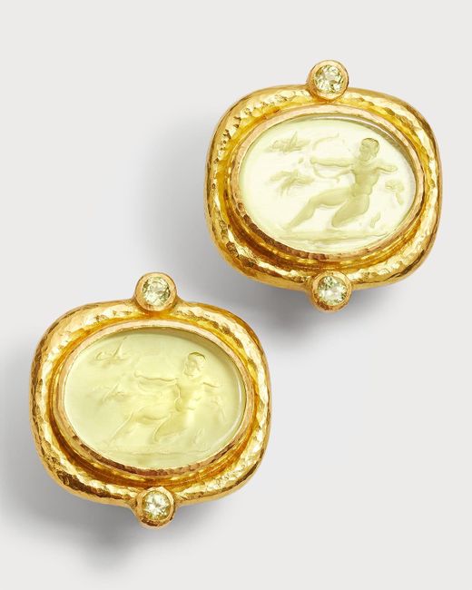 Elizabeth Locke Metallic 19K Venetian Glass Intaglio Stud Earrings