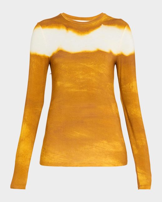 Jason Wu Yellow Painted Stripe Long Sleeve Jersey Top