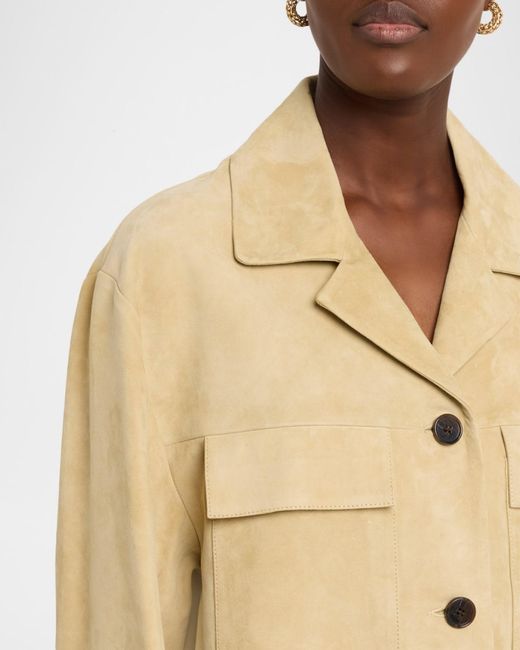 Arma Natural Sendy Button-Down Suede Jacket