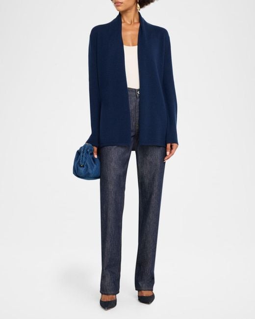 Neiman Marcus Blue Cashmere Basic Open Cardigan