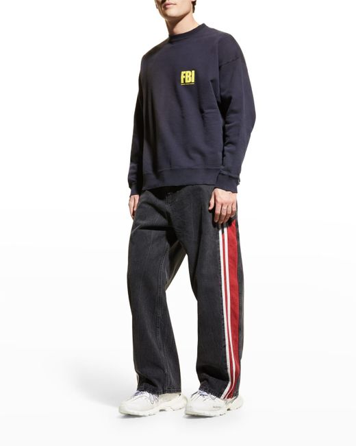 Balenciaga Denim Wide-leg Tracksuit Pants in Blue for Men | Lyst