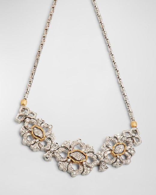 Buccellati Metallic Opera Two-tone Gold Diamond Pendant Necklace