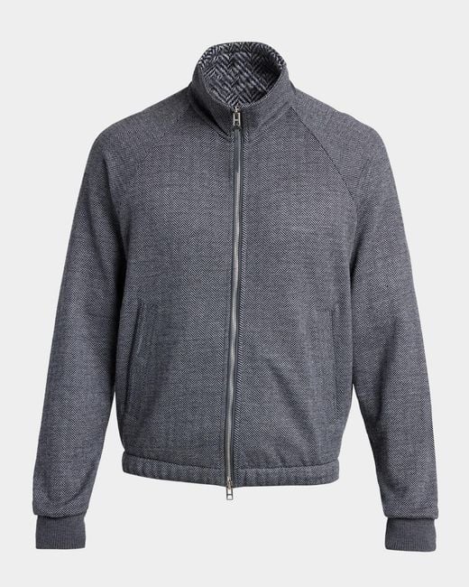 Tom Ford Gray Apos;S Herringbone Full-Zip Jacket for men