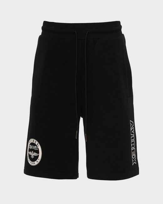 Avirex Black Stadium Drawstring Cotton Shorts for men