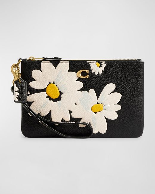 COACH Black Small Wristlet With Floral Print