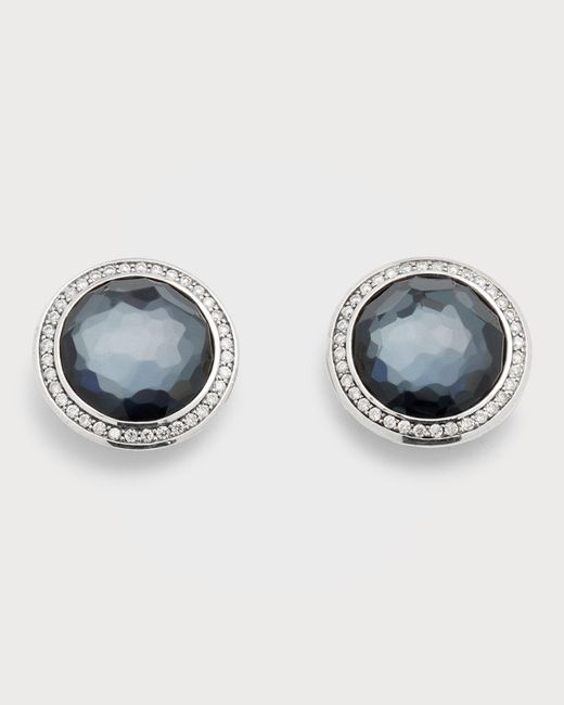 Ippolita Black Small Stud Earrings In Sterling Silver With Diamonds