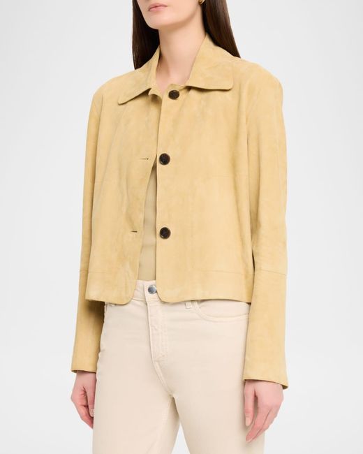 Arma Natural Emy Button-Down Goatskin Suede Jacket