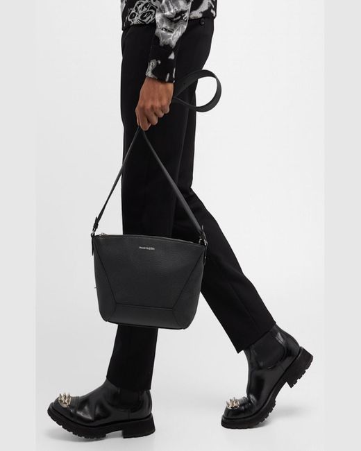 Alexander McQueen Black Leather Crossbody Bag for men