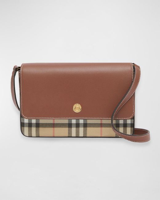 Burberry Hampshire Vintage Check Canvas & Leather Crossbody Bag in