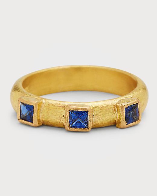 Elizabeth Locke Metallic 19k Blue Sapphire Stack Ring