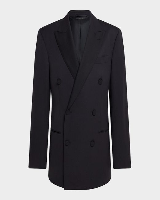 dunhill Double-Breasted Peak Lapel Dinner Jacket in Blue for Men | Lyst