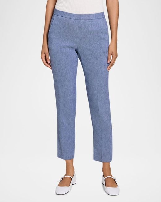 Theory Blue Treeca Pull-On Ankle Pants